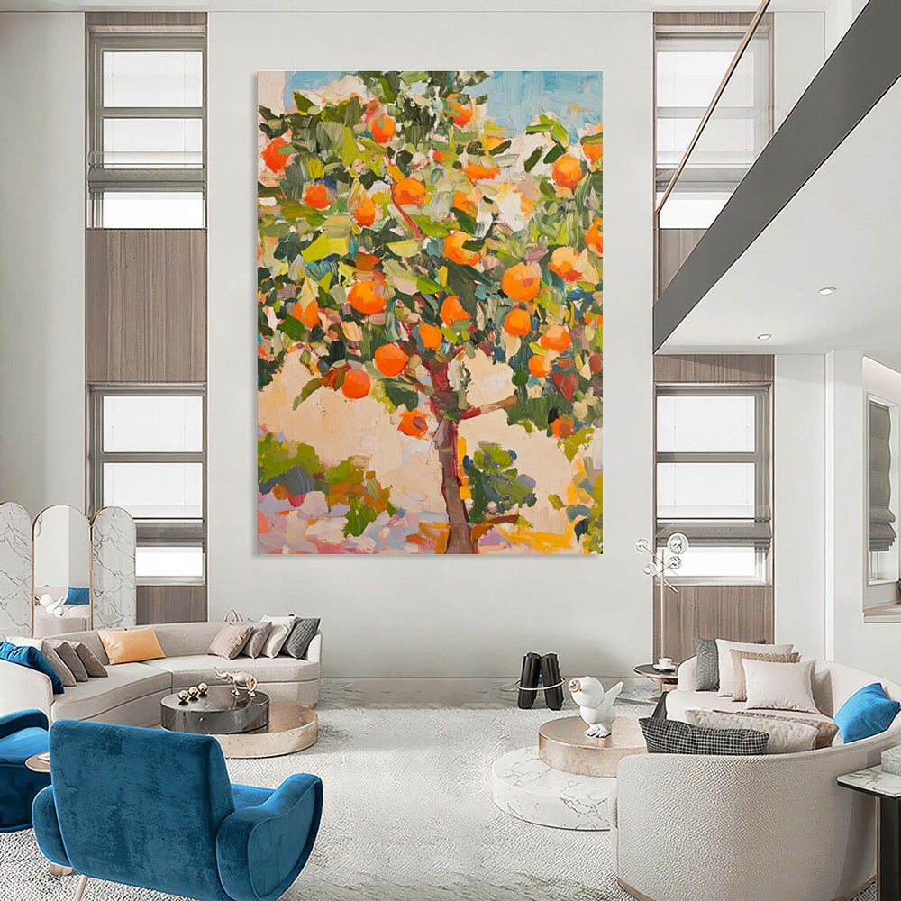 Expressive Orange Tree Art Painting with Dynamic Brushstrokes ADGE439