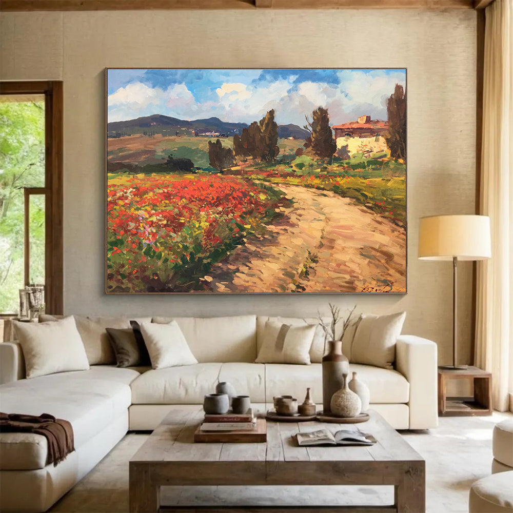Poppy Field Path Oil Painting THY451
