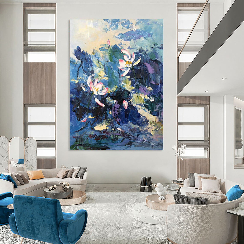 Extra-Large Hand-Painted Abstract Canvas for Cottage Bedroom & Living Room DLZ1305