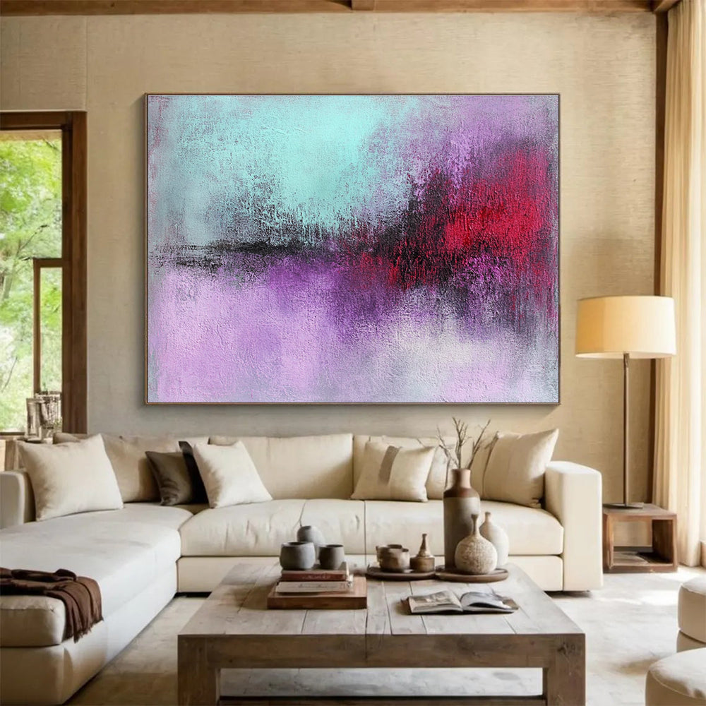 Purple and Red Abstract Painting with Bold and Intense Hues DYP378