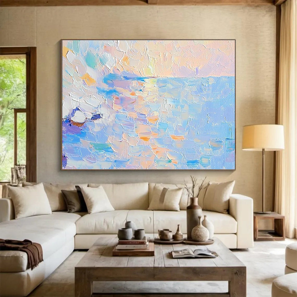 Impressionistic Sea Abstract Painting with Colorful Dabs DYP278