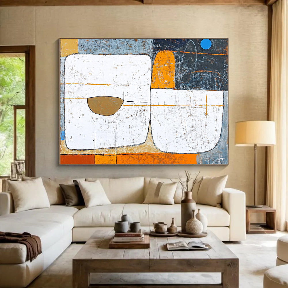 Textured Geometric Abstract Painting with Earthy Tones DYP534