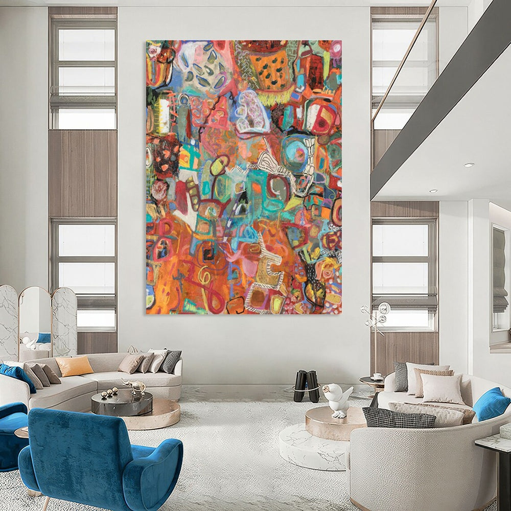 Gigantic Custom-Built Handmade Abstract Painting for Dining Room & Hallway DLZ2078