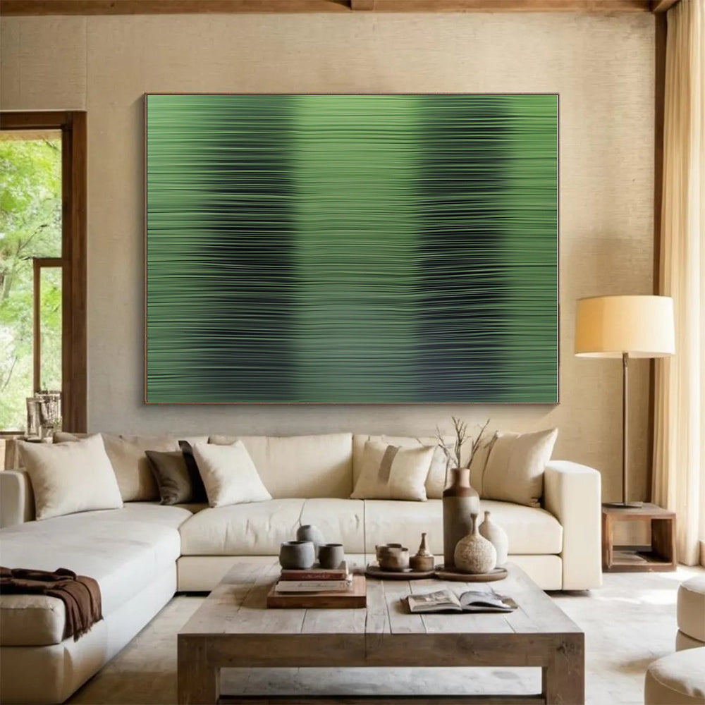 Green Vertical Stripes Abstract Painting GER842
