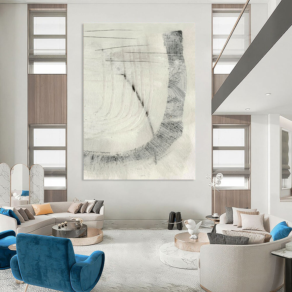 Monochromatic Abstract with Linear Textures and Intricate Patterns Painting ADGE214