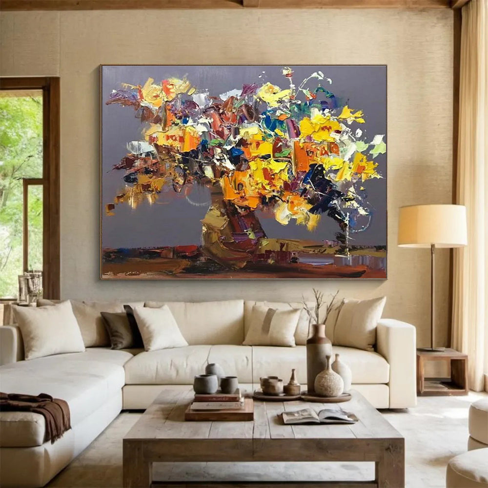 Colorful Floral Abstract Painting with Vibrant Hues THY279