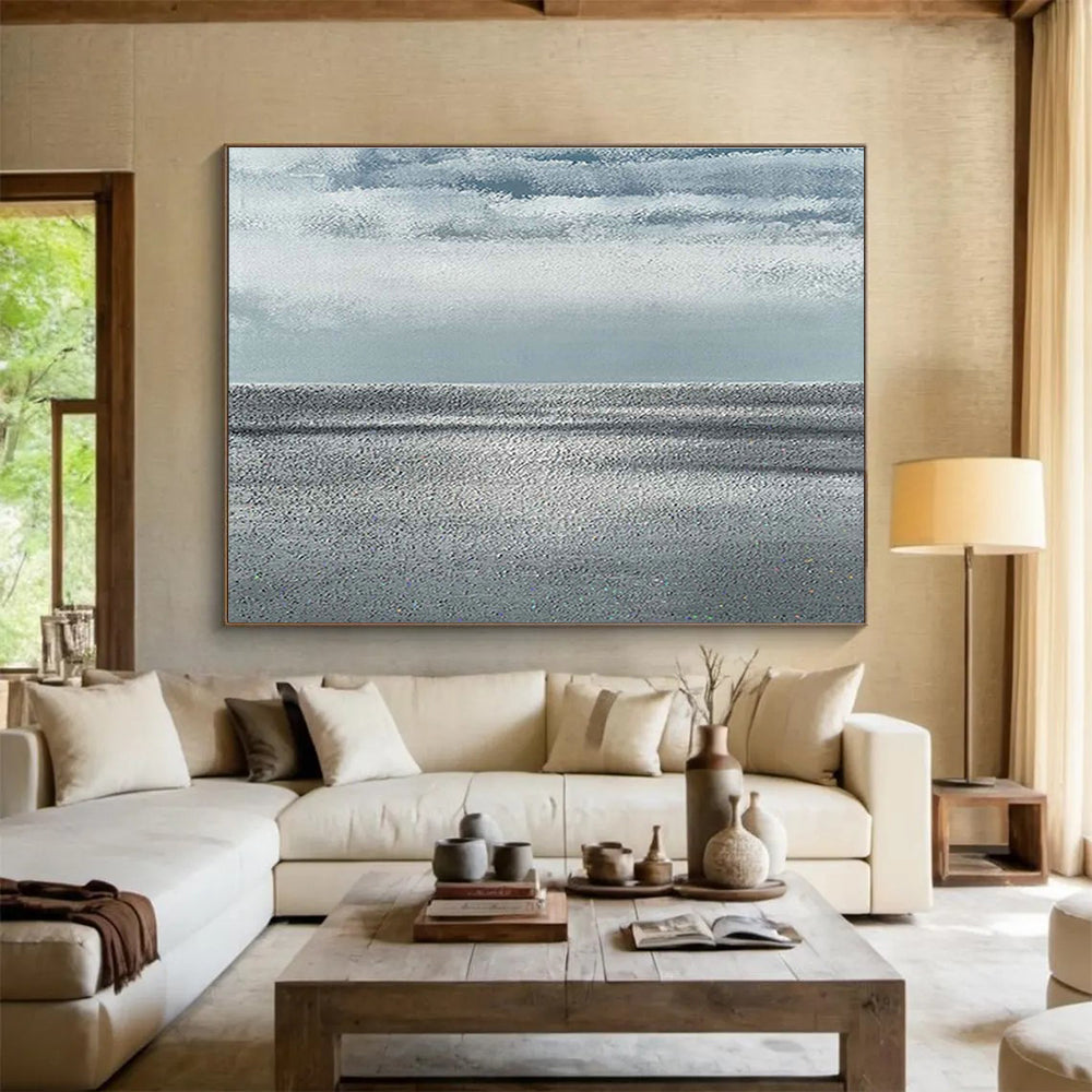 Oversized Custom Abstract Hand Painting for Arctic Freshwater Lake Fish Population Genetics Research Station DLZ3133