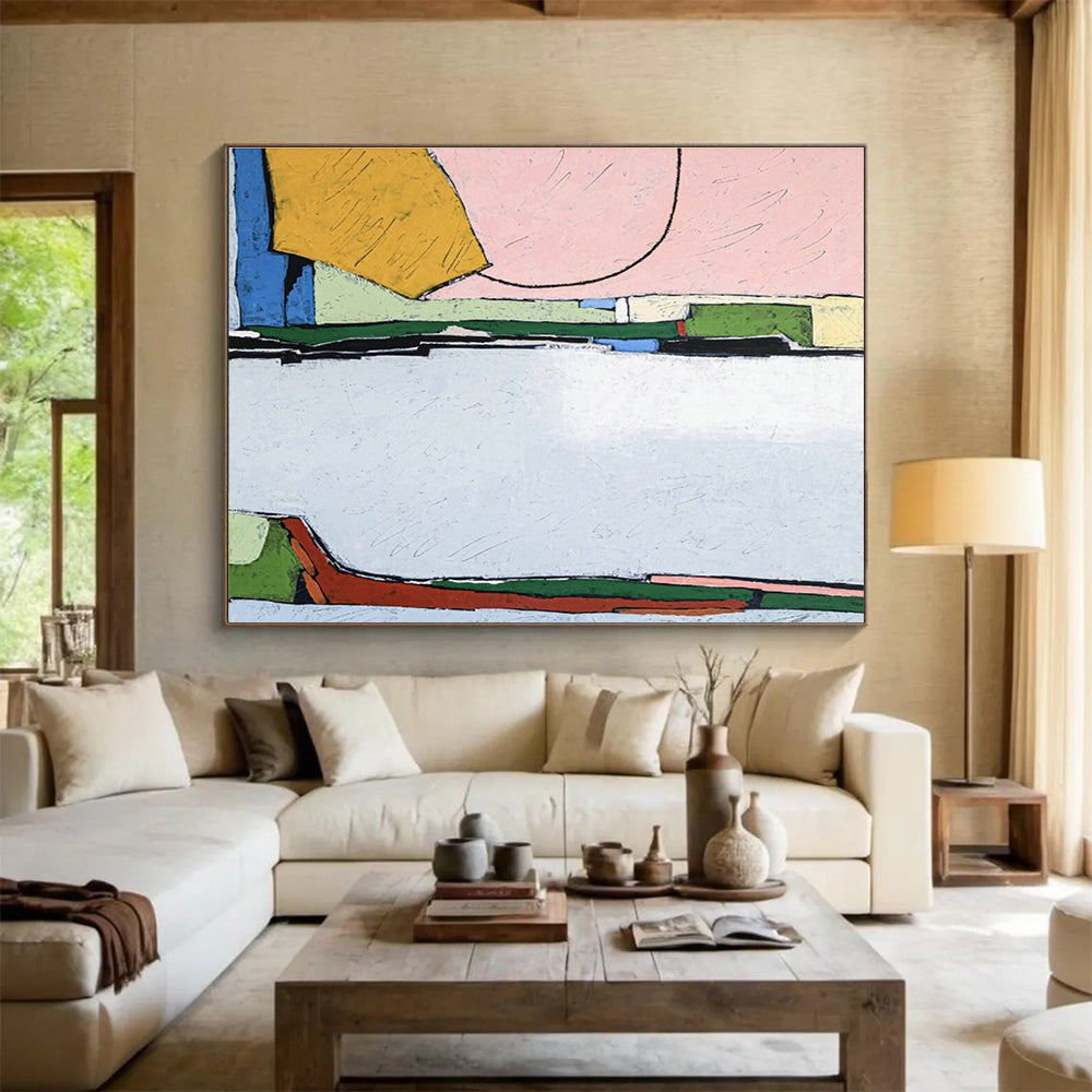 Custom-Made Giant Abstract Hand Painting for Alpine Meadow Retreat Yoga Deck DLZ2925