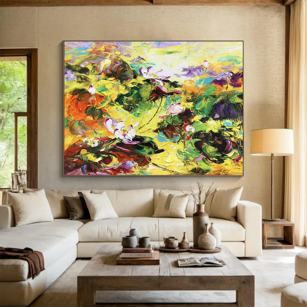 Large Custom Abstract Hand-Painted Art for Underwater Cultural Heritage Expedition Command Center DLZ3019