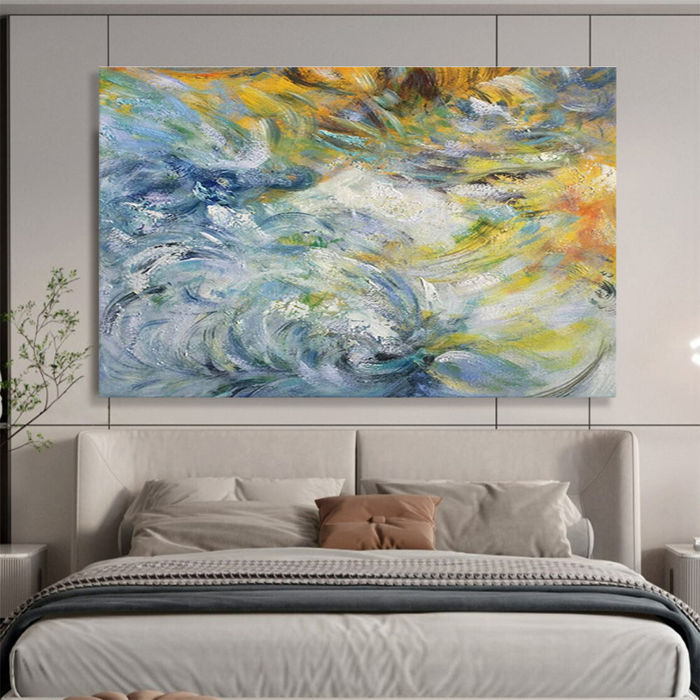 Custom-Made Giant Abstract Hand Painting for Villa Foyer DLZ2675