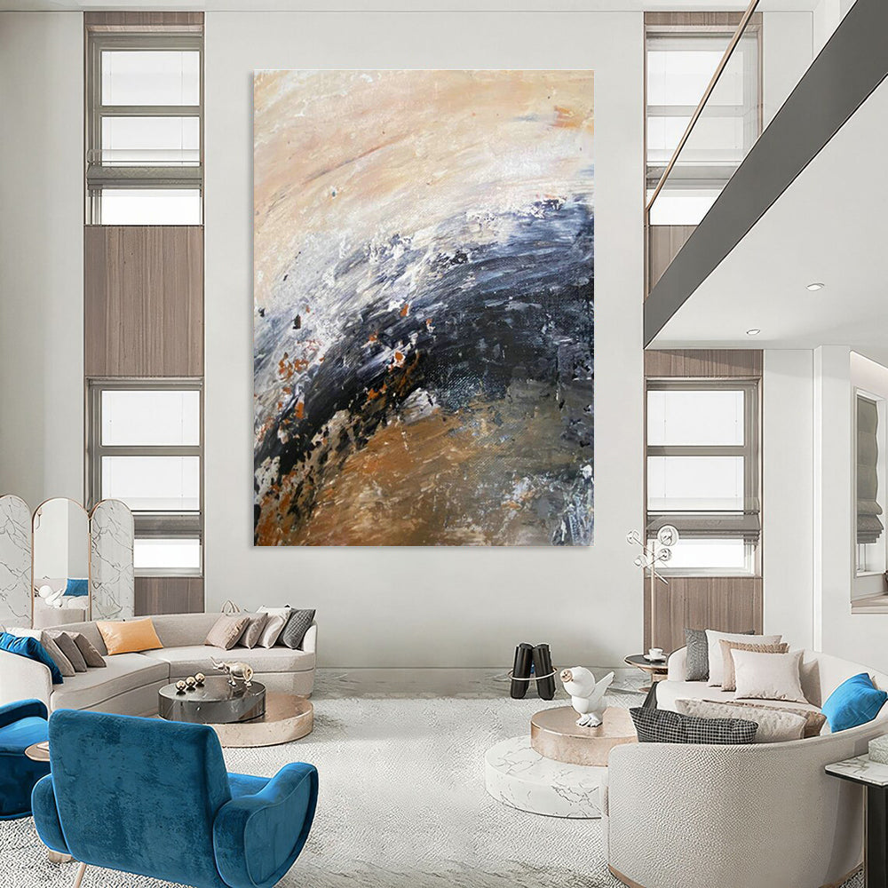Extra Wide Custom Hand-Painted Abstract Painting for Train Station Waiting Halls  DLZ0008