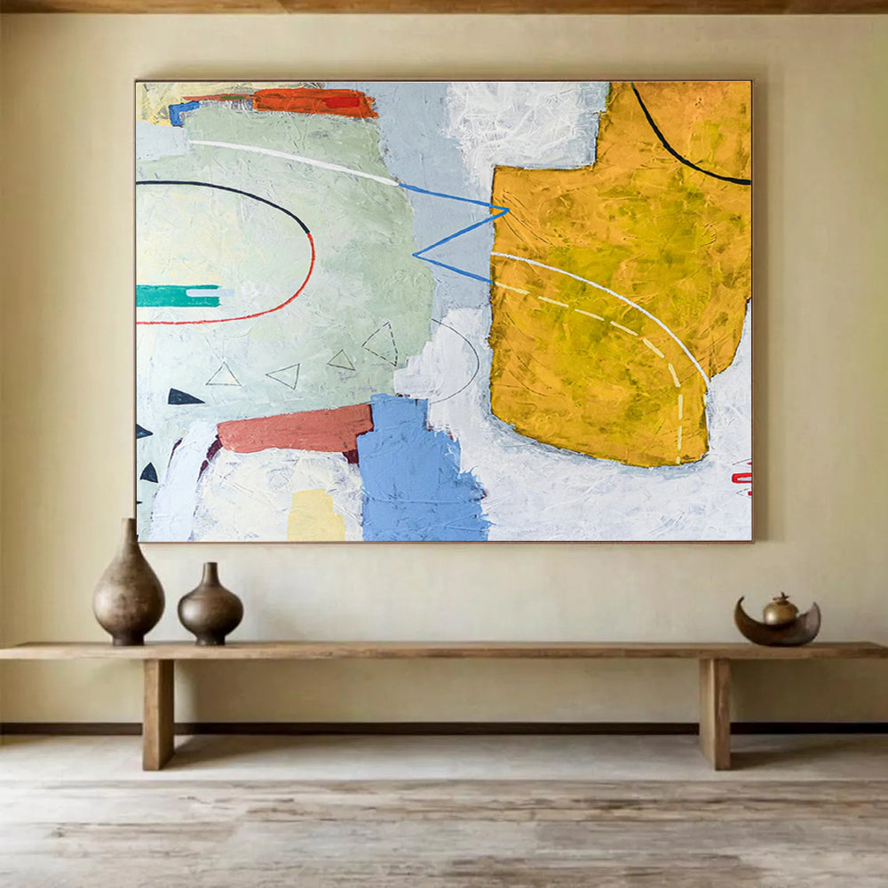 Oversized Custom Hand-Painted Abstract Art for Underwater Tunnel Construction Site Office DLZ2943