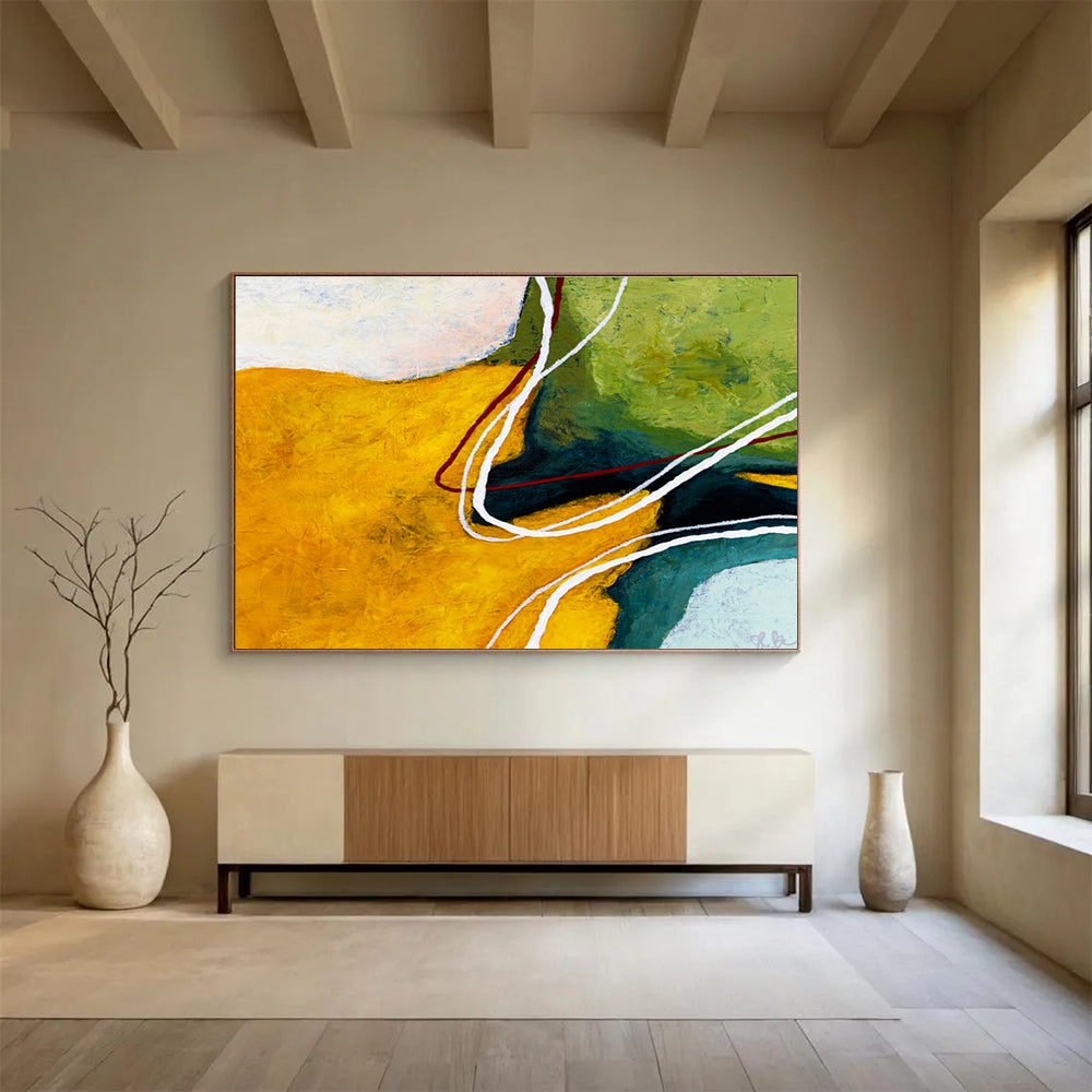 Oversized Custom Hand-Painted Abstract Art for High-Altitude Glider Airport Terminal DLZ2935