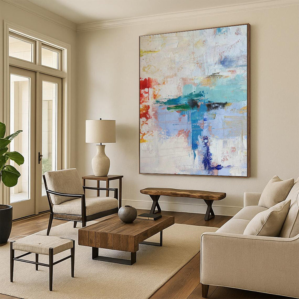 Sprawling Custom Hand-Painted Abstract Canvas - Retro Revival for Vintage Video Game Museums  DLZ0343