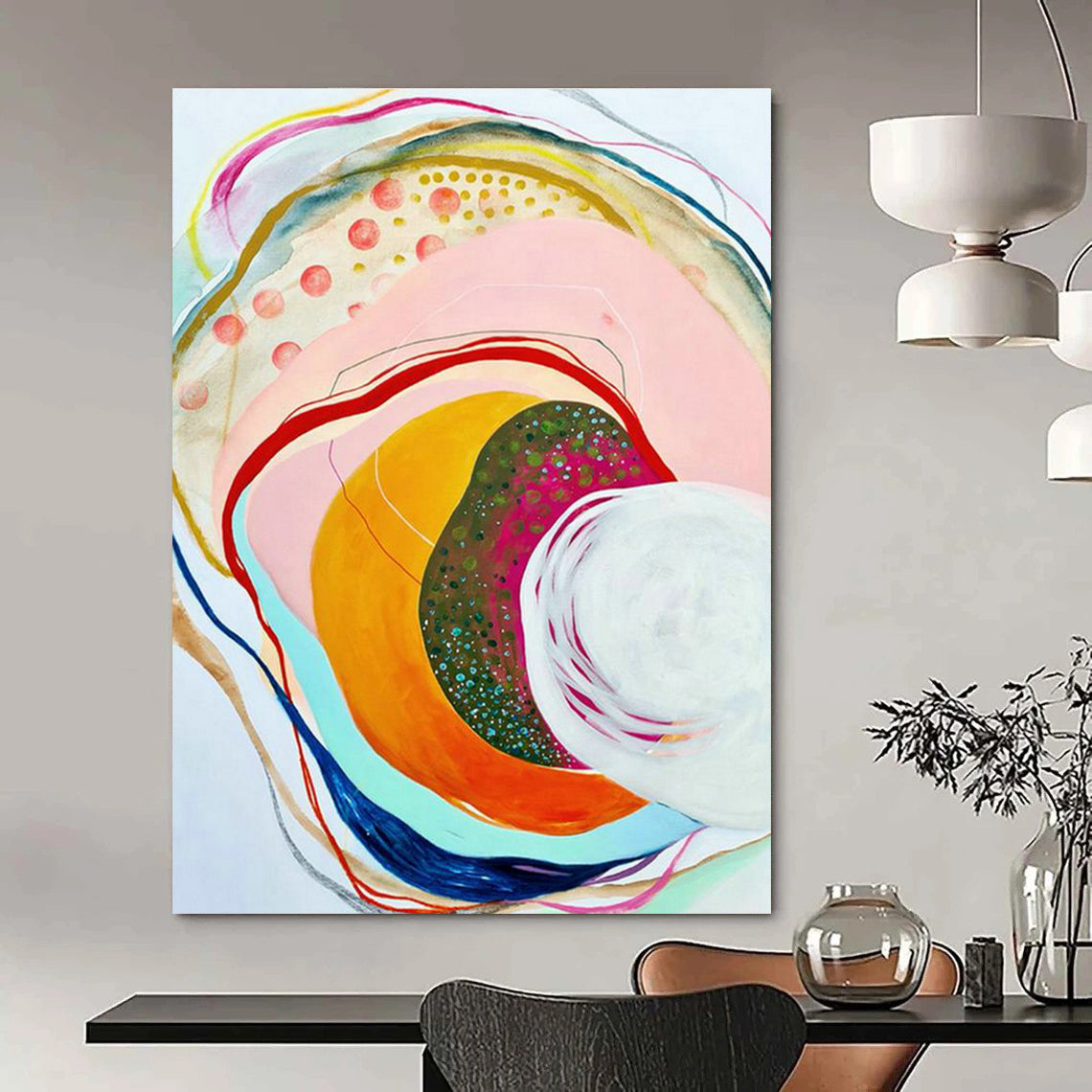Large-Scale Custom Hand-Painted Abstract Painting - Warm Decoration for Maternity Centers  DLZ0139