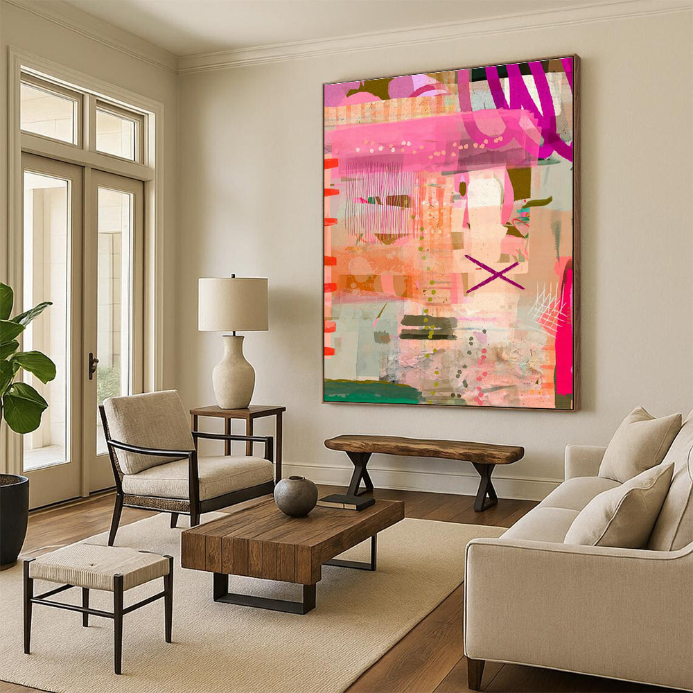 Massive Customizable Hand-Painted Abstract Canvas for Glamping Sites' Common Areas  DLZ0082