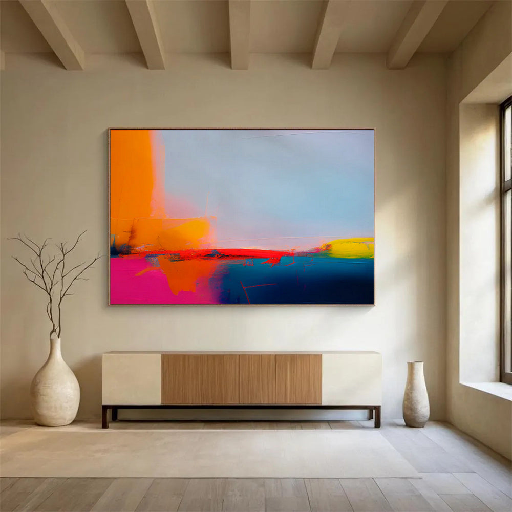 Customized Large Abstract Hand Painting for Volcanic Activity Monitoring Station Command Center DLZ2867