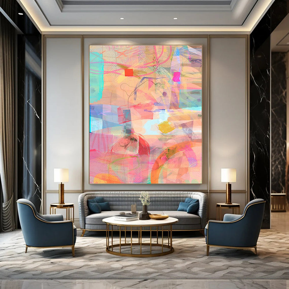Large Custom Hand-Painted Abstract Painting - Relaxing Atmosphere for Spa Centers  DLZ0162