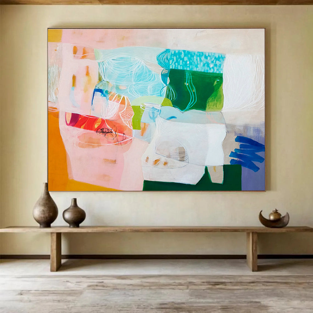 Luminous Resin Custom Hand-Painted Abstract for Nightclub Visual Installations