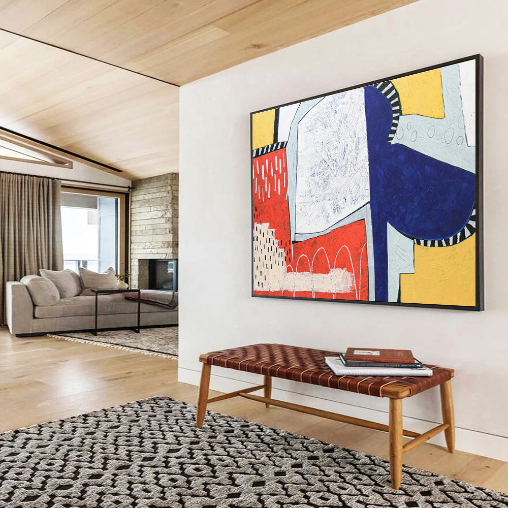 Large Custom Abstract Hand-Painted Art for Tropical Rainforest Treehouse Classroom DLZ2928