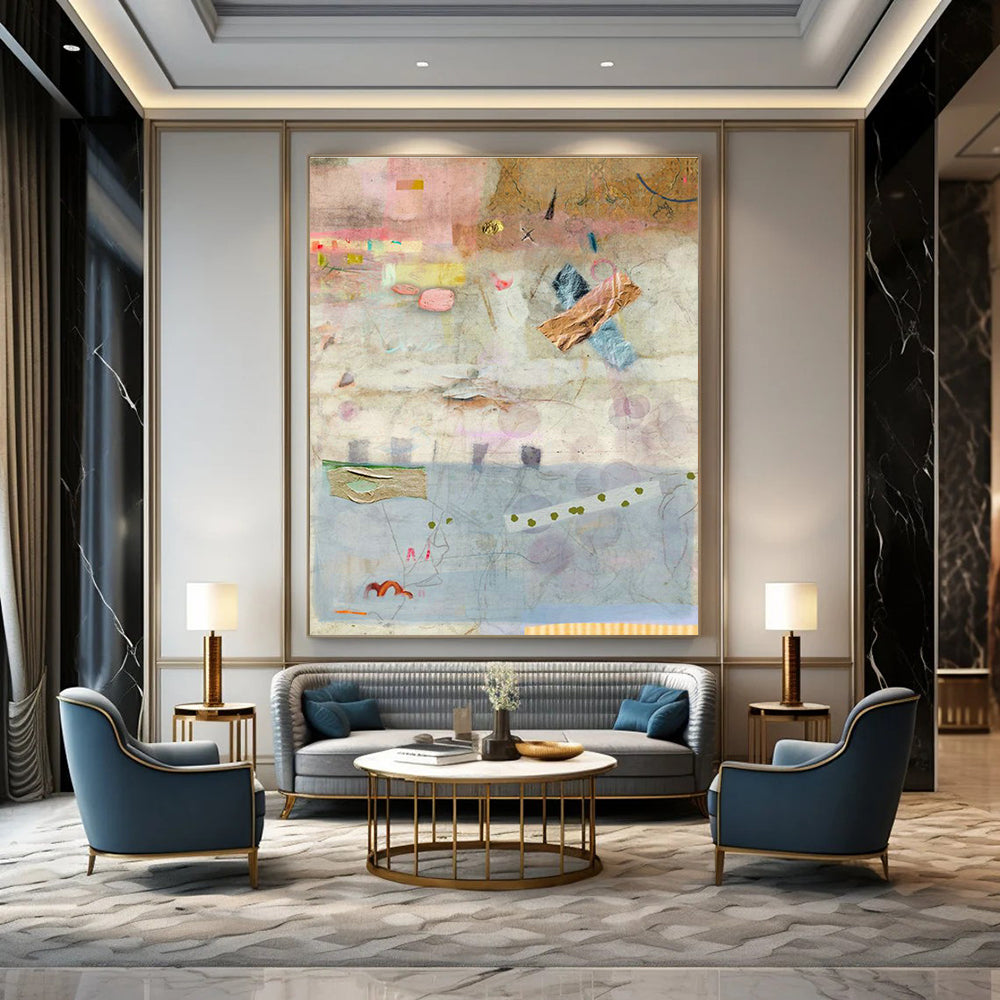 Striking Large Custom Hand-Painted Abstract Canvas - Bold Statement for Artistic Lofts  DLZ0167