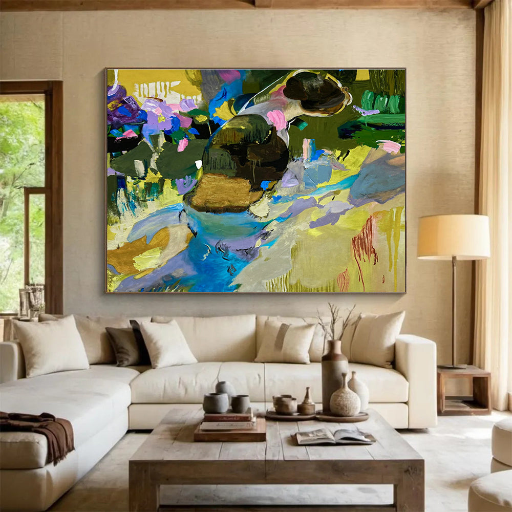 Oversized Customizable Hand-Painted Abstract Canvas for Yacht Interiors DLZ3307