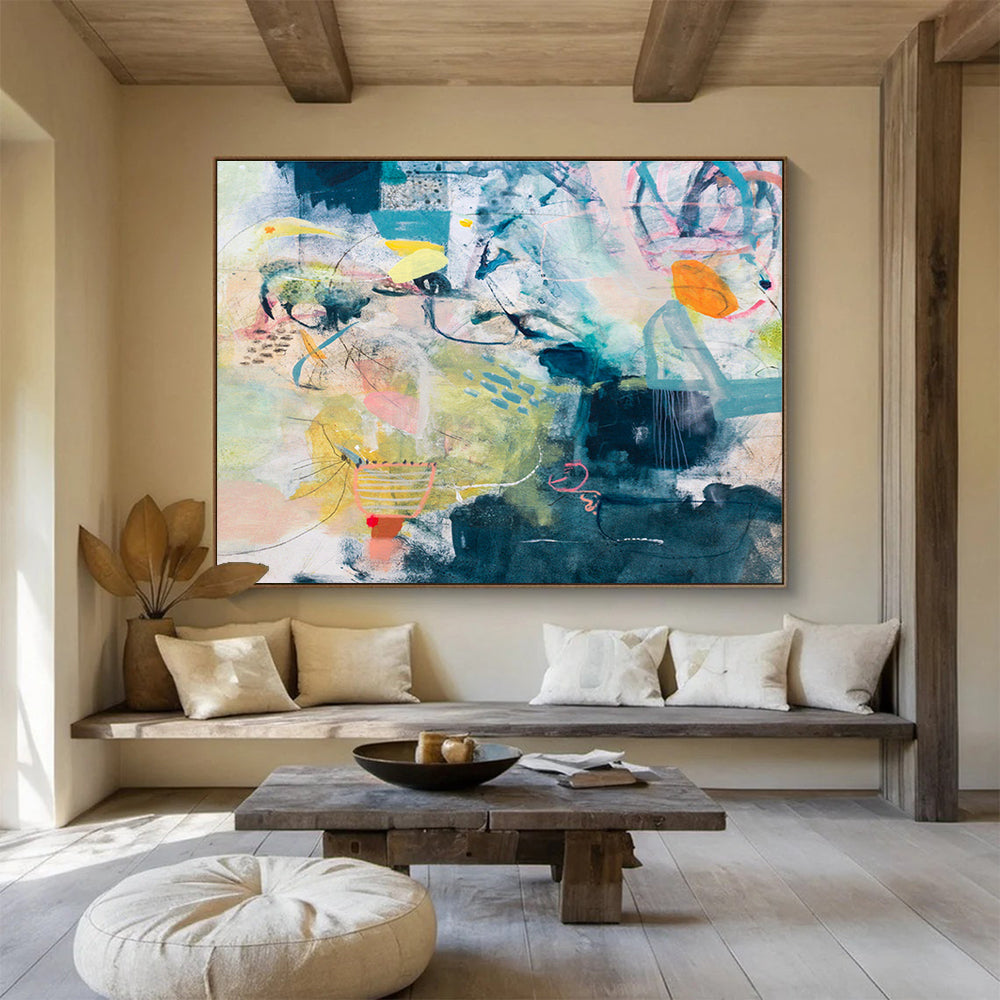 Bespoke Hotel Lobby Giant Abstract Hand Painting