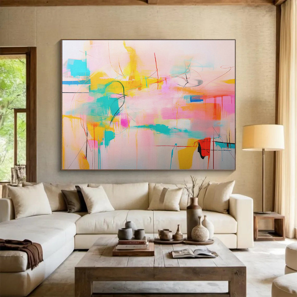 Oversized Custom Hand-Painted Abstract Art for Online Payment Gateway Security Operations Center DLZ2884