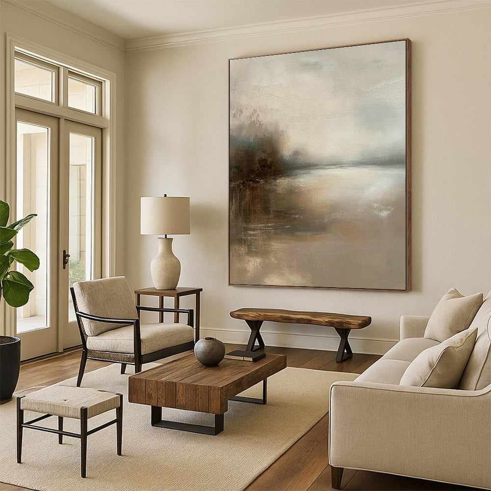 Immense Custom Hand-Painted Abstract Painting - Artistic Sophistication for Art Criticism Seminars  DLZ0231