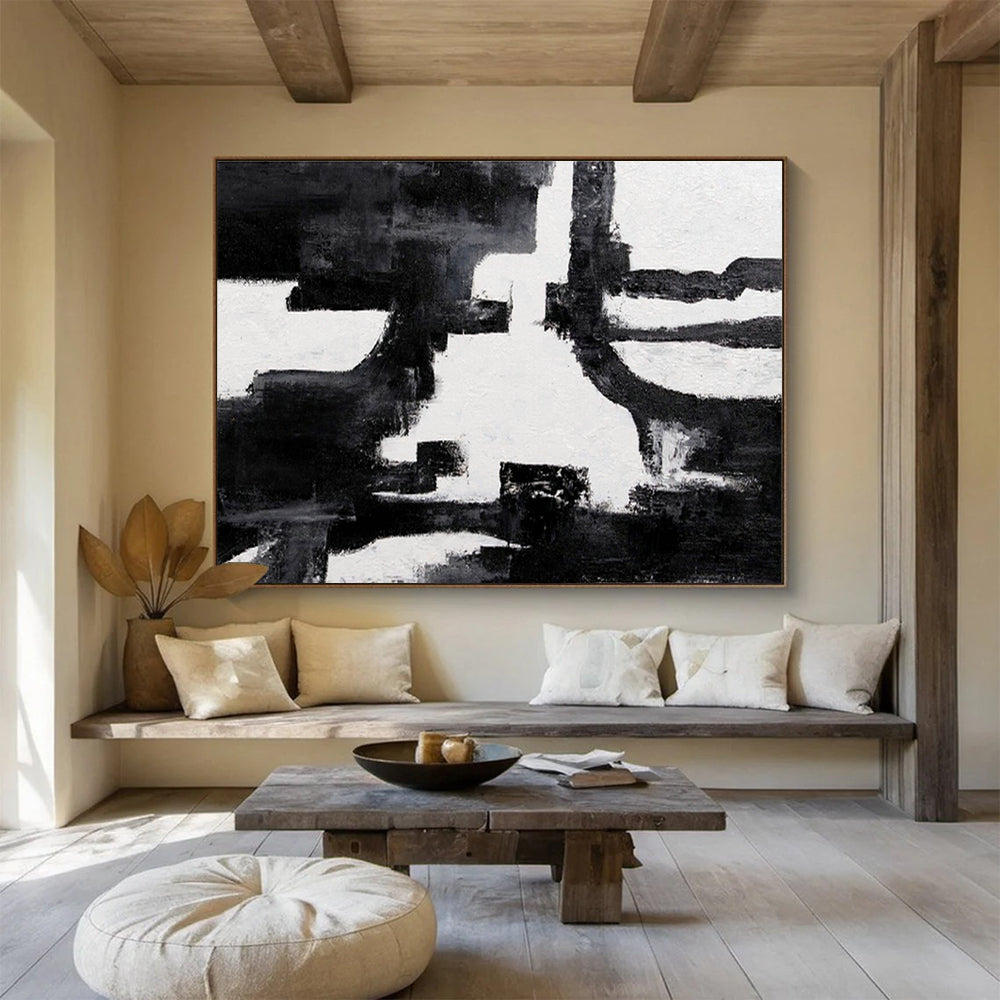 Light & Shadow Custom Hand-Painted Abstract Landscape Art for Dining Areas and Living Spaces