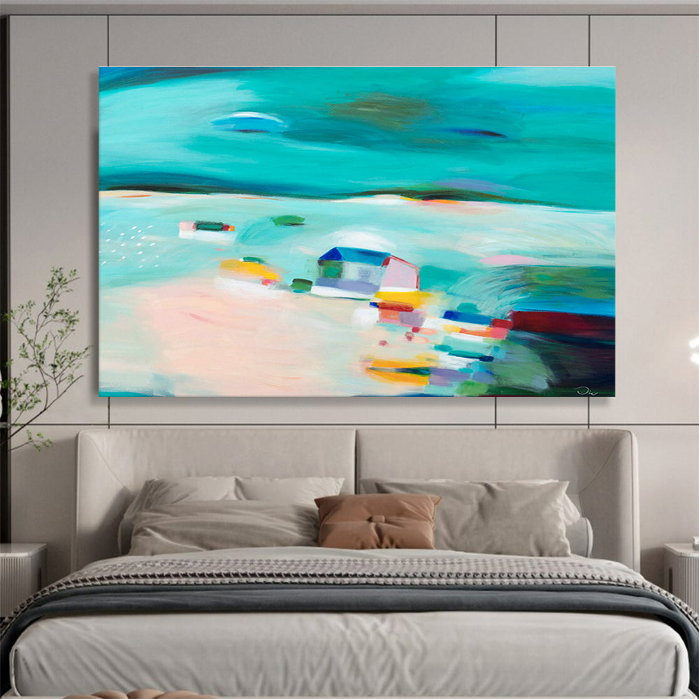 Interactive Magnetic Custom Hand-Painted Abstract for Collaborative Office Walls