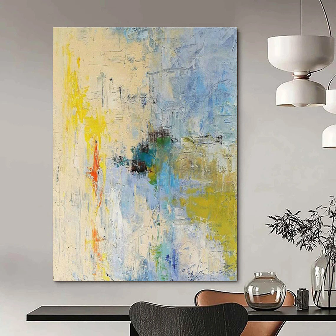 Large-Scale Custom Hand-Painted Abstract Artwork - Artistic Fluidity for Flamenco Dance Studios  DLZ0281