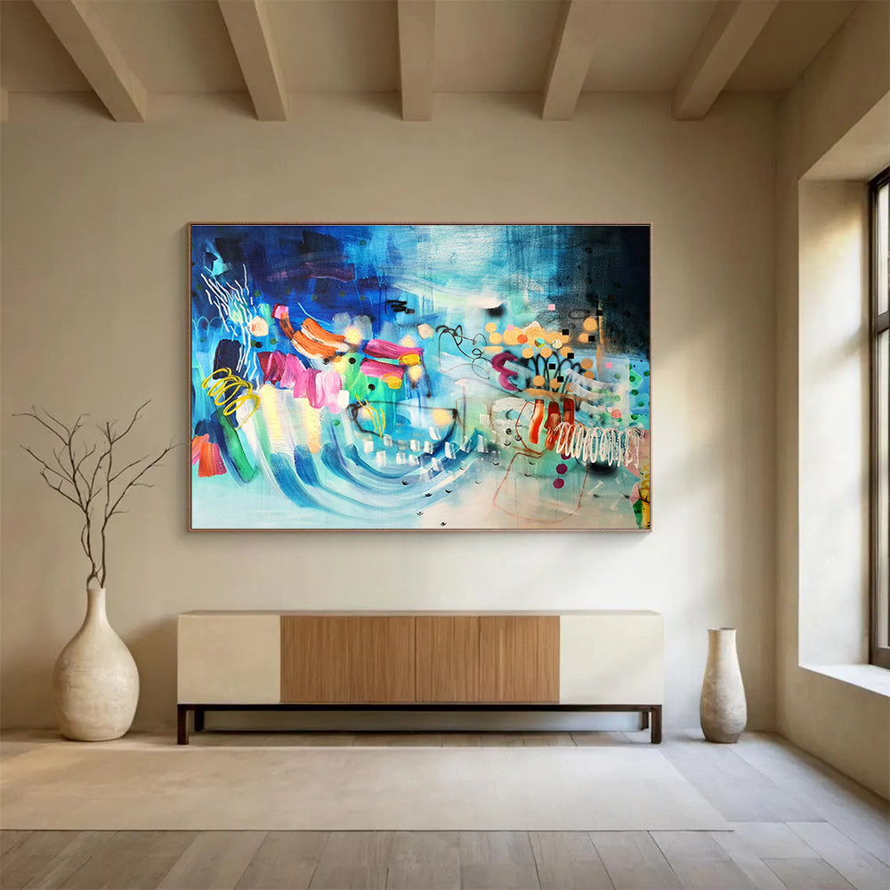 Prism Glass Custom Hand-Painted Abstract for Light Installation Art
