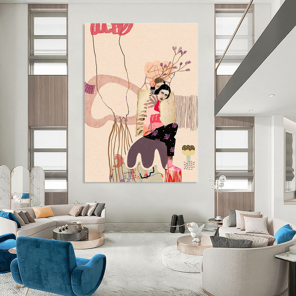Grand Custom Hand-Painted Abstract Artwork - Exquisite Addition to Banquet Halls  DLZ0153