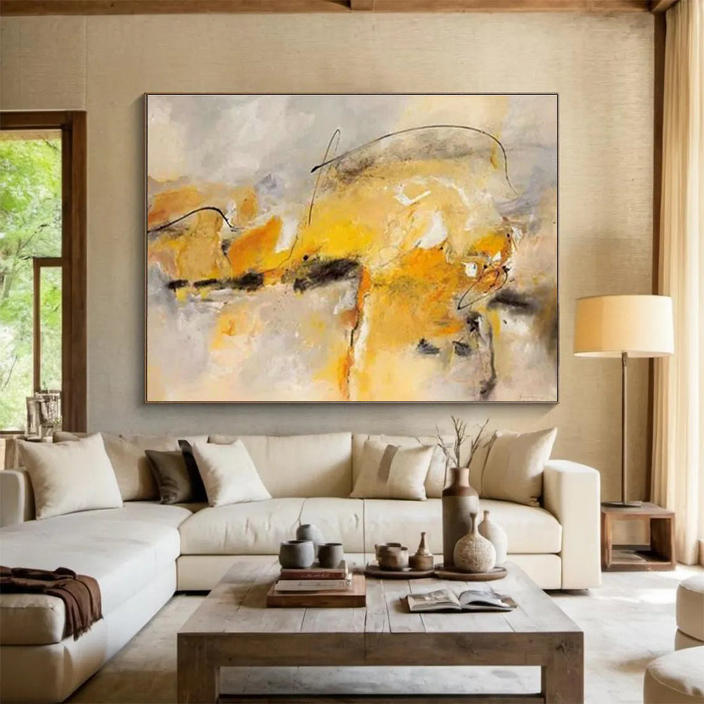 Custom-Made Giant Abstract Hand Painting for Private Jet Hangar Lounge DLZ2815