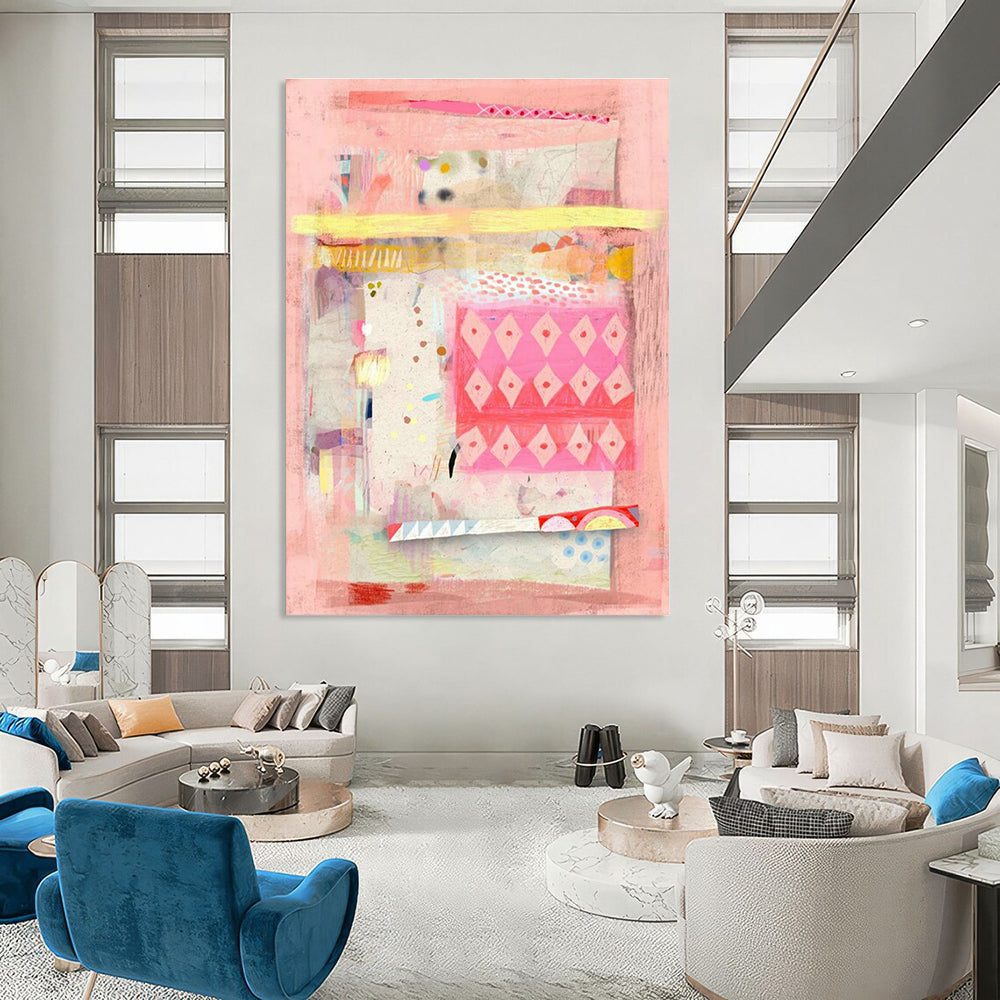 Vast Large Custom Hand-Painted Abstract Canvas - Inspiring Setting for Art Workshops  DLZ0176