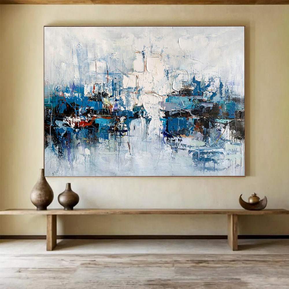 Custom-Made Vertical Aquaponics Tower Large Abstract Hand Painting DLZ2546