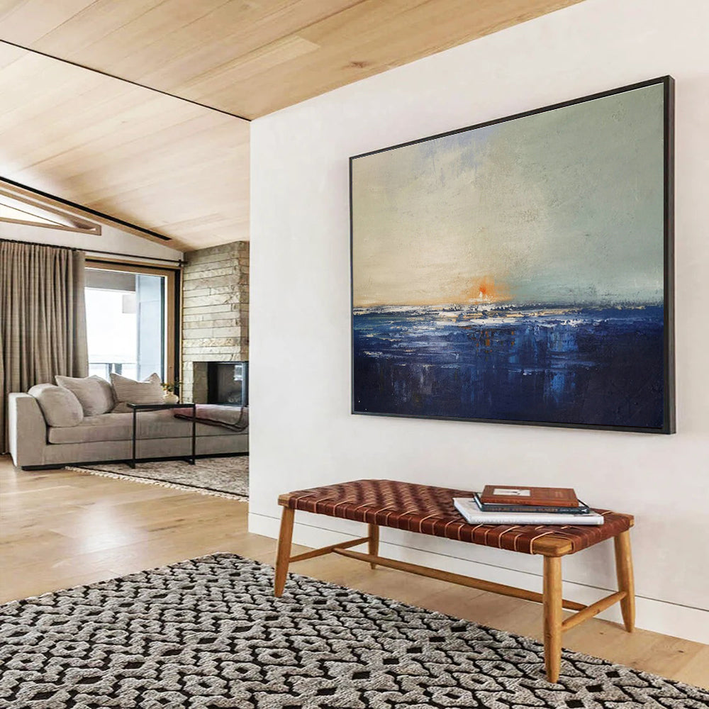 Oversized Custom Hand-Painted Abstract Art for Antarctic Marine Mammal Behavior Research Base DLZ3034