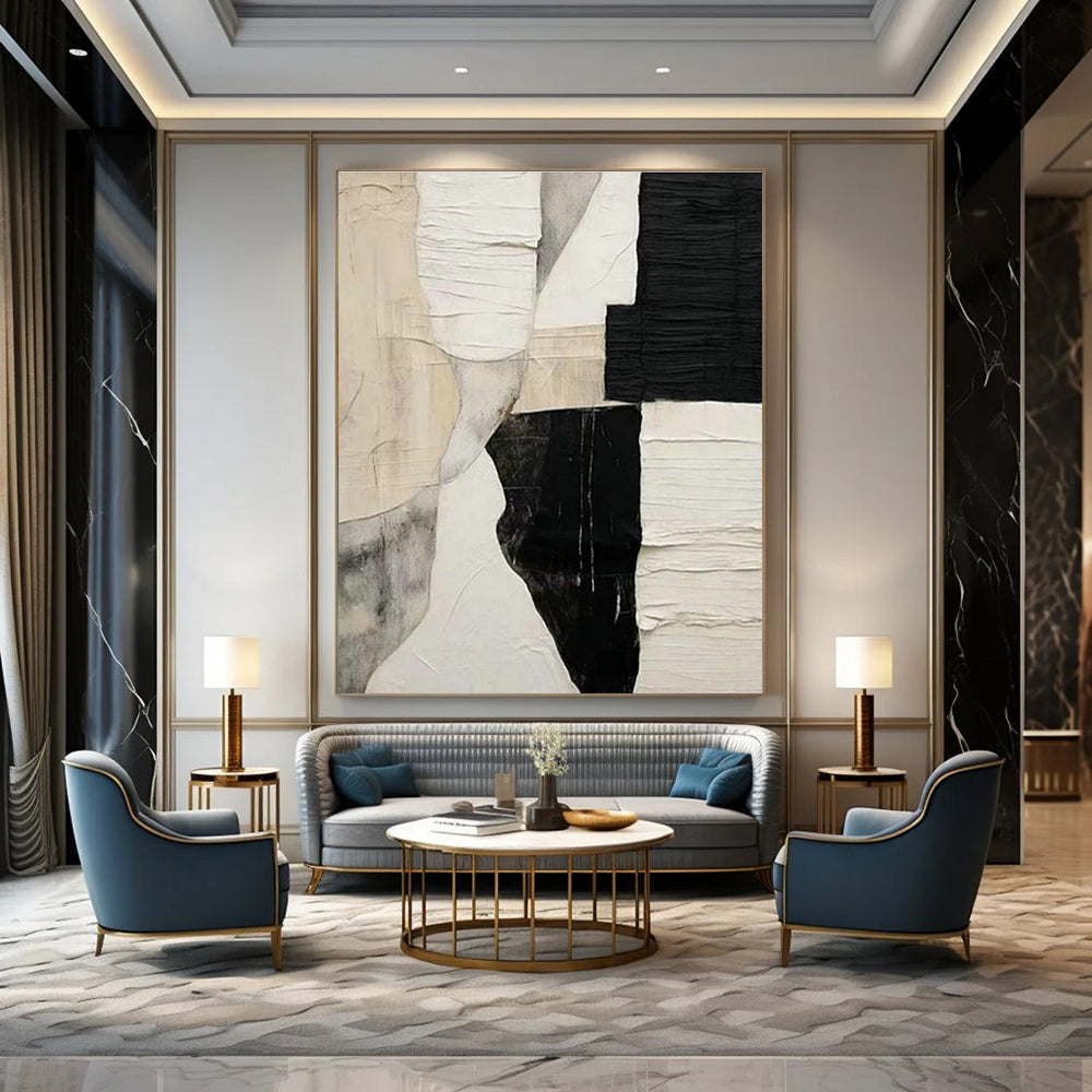 Grandiose Custom Hand-Painted Abstract Canvas - Elegant Touch for Tea Ceremonies Venues  DLZ0250
