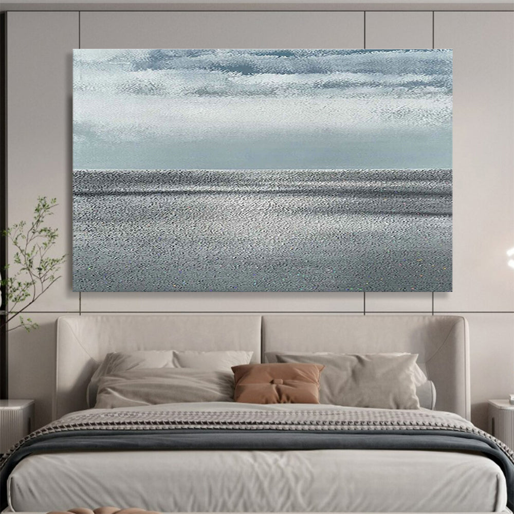 Oversized Custom Abstract Hand Painting for Arctic Freshwater Lake Fish Population Genetics Research Station DLZ3133