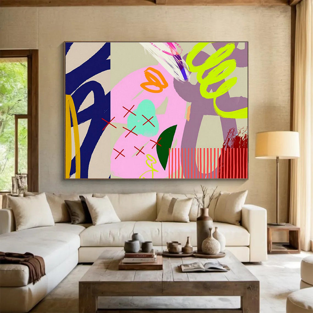 Customizable Vertical Smart City Command Center Giant Abstract Hand Painting DLZ2584