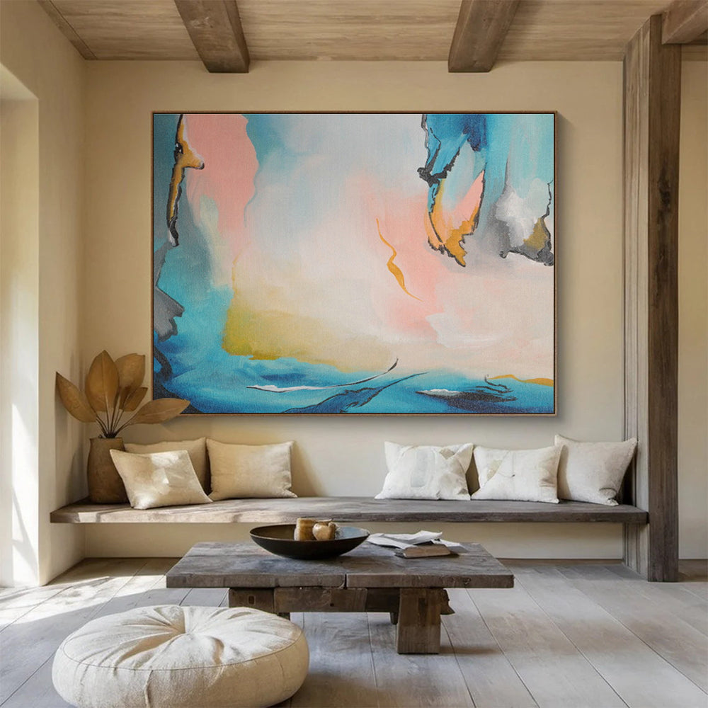 Optical Illusion Custom Hand-Painted Geometric Abstract Art for Entryways and Focal Points