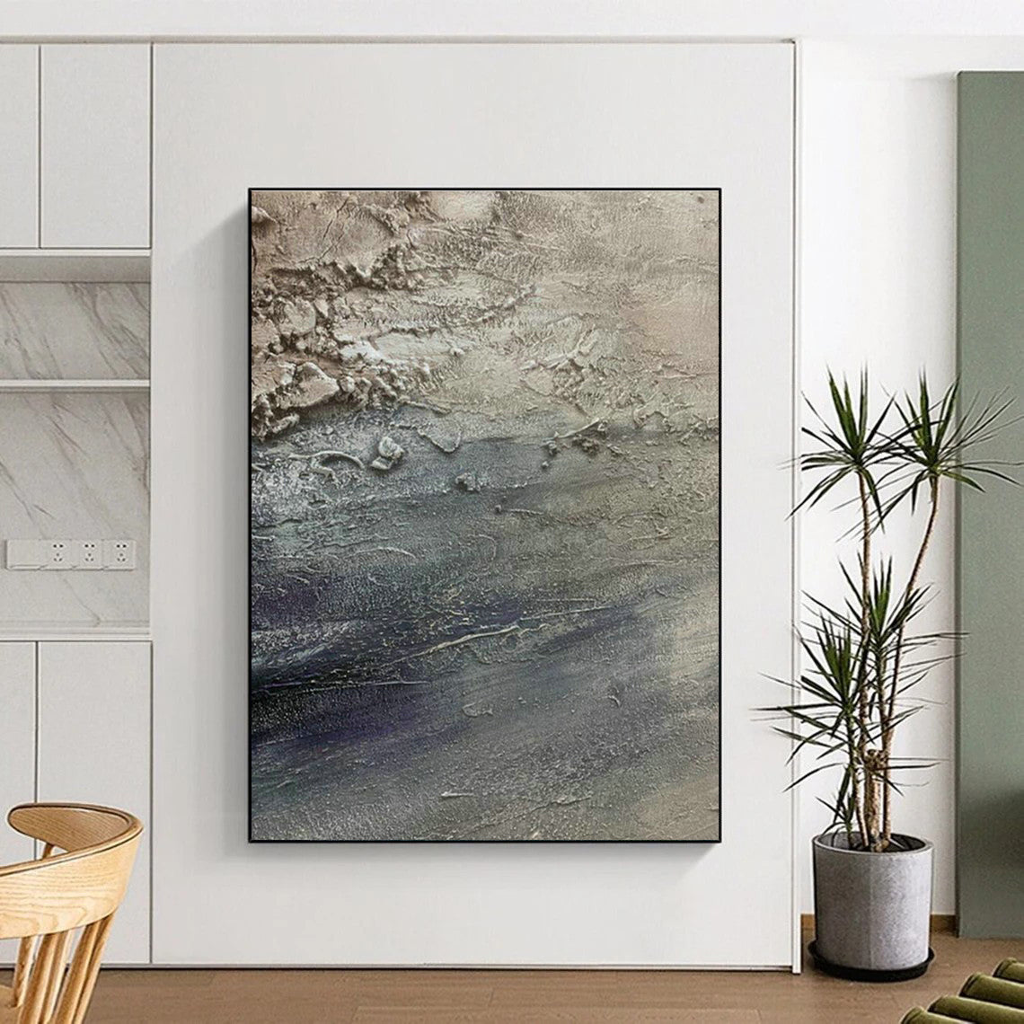 Vast Custom Hand-Painted Abstract Canvas - Cozy Ambiance for Wine Tasting Rooms  DLZ0197