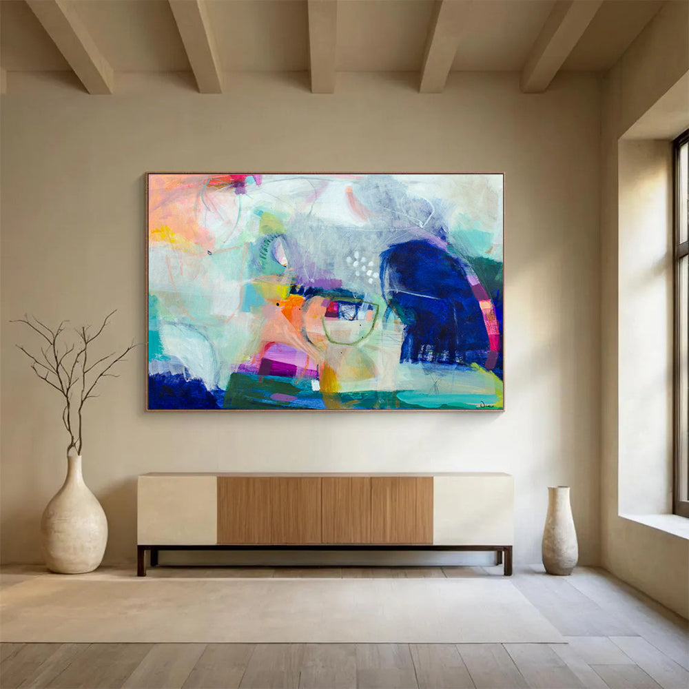 Holographic Foil Custom Hand-Painted Abstract Art for Store Windows and Retail Displays
