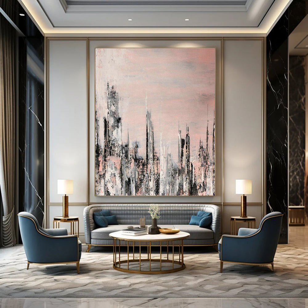 Titanic Customizable Handmade Abstract Canvas for Co-Living Community Lounges  DLZ0061