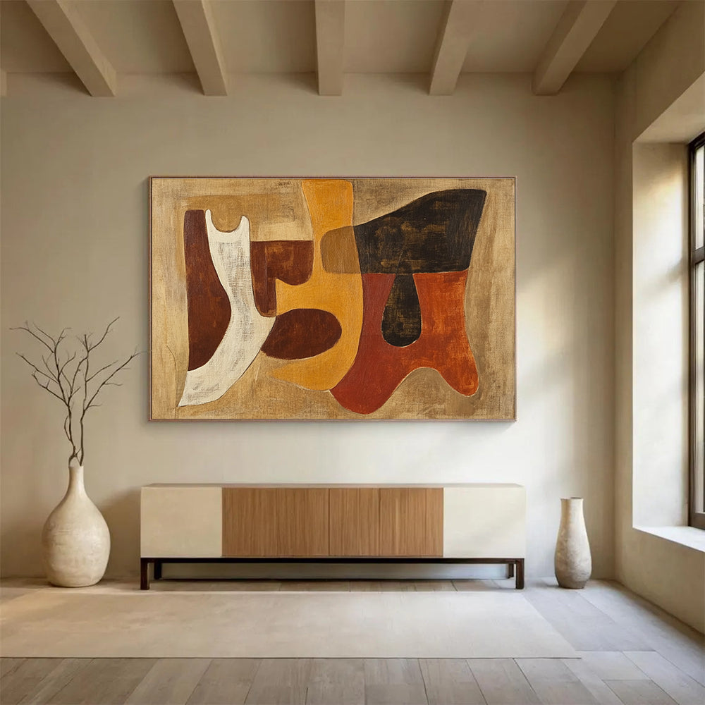Earth - Toned Abstract Forms Painting DYP104