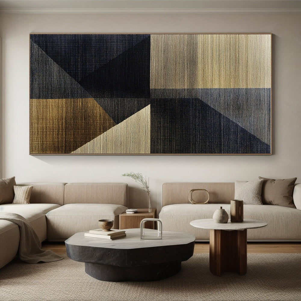 Neutral Tones Geometric Patchwork Abstract Art GER216