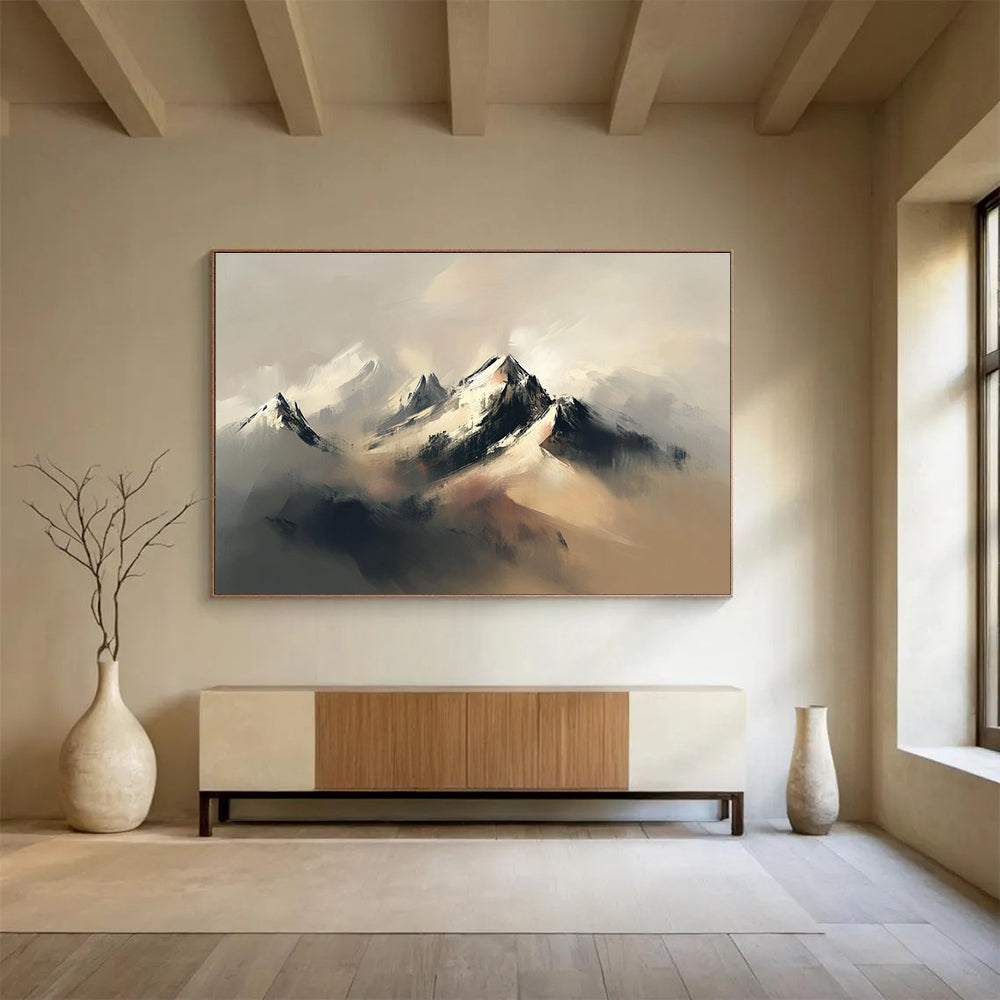 Misty Mountain Abstract Painting with Soft Hues DYP459