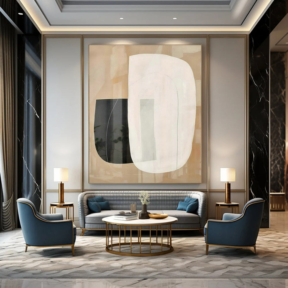 Large Customizable Hand-Painted Abstract Canvas for Bedroom Walk-in Closet and Living Room Bay Window Wall DLZ1950