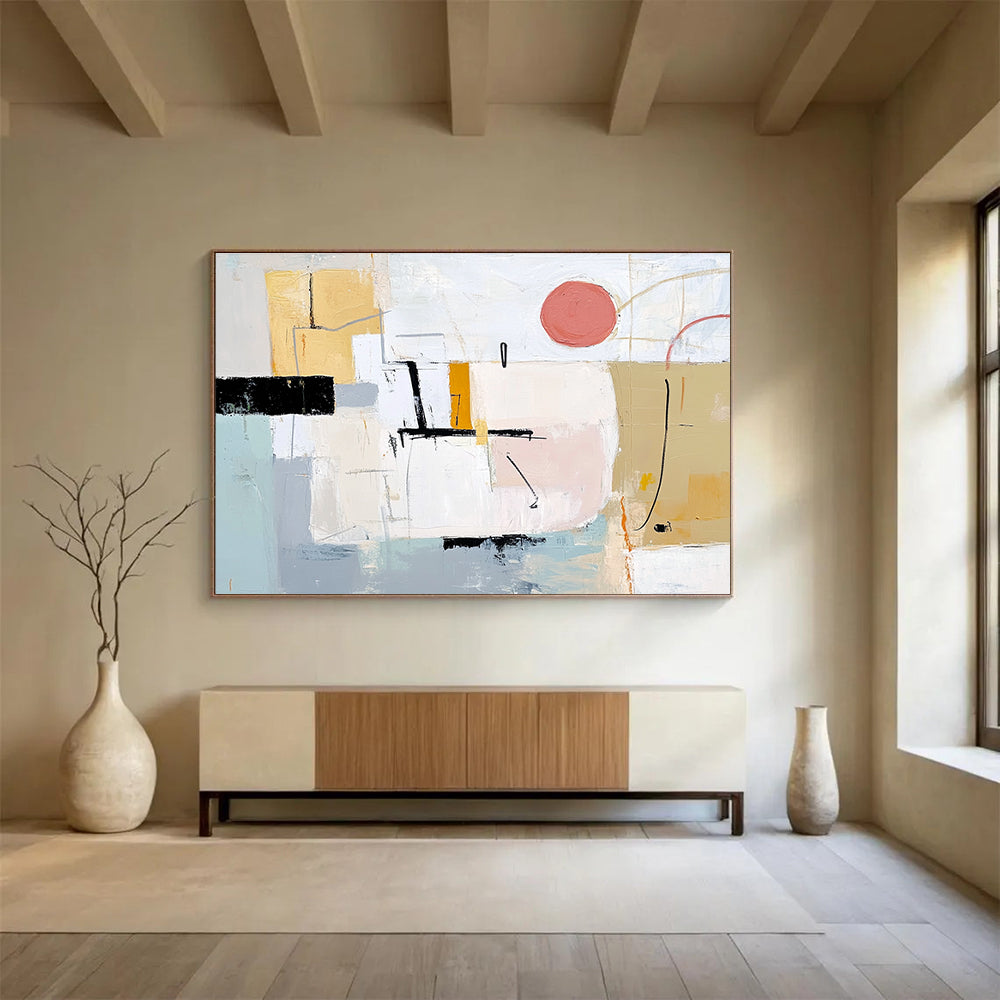 Pastel Colored Geometric Abstract Painting with Subtle Textures DYP202